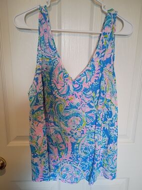 Lilly Pulitzer Blue, Pink & Green Paisley Tank Top XL